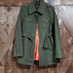 **Miss Sixty Medium Army Green Wool Blend Coat